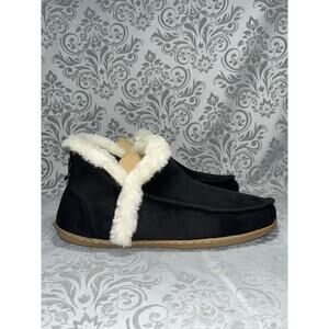 Sonoma Goods for Life womens Black Faux-Suede Slippers w/ Sherpa Lining –Size XL